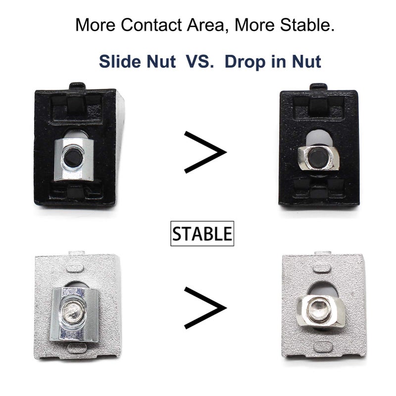 BLCCLOY 20 Sets 2020 Aluminum Extrusion Corner Brackets - 20 Series 90 Degree Right Angle Connectors with M5 Bolts & Nuts, Compatible with 20/20 80/20 2040 T V Slot Black Aluminum Profiles - Image 5